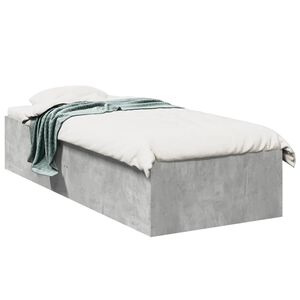vidaXL Bedframe bewerkt hout betongrijs 75x190 cm