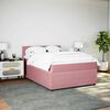vidaXL Boxspring met matras fluweel roze 160x200 cm