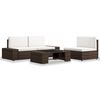vidaXL 4-delige Loungeset poly rattan bruin