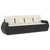 vidaXL 4-delige Loungeset met kussens poly rattan zwart