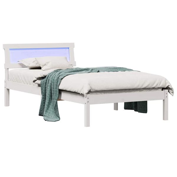 vidaXL Bedframe met hoofdeinde Wit 75 x 190 cm Massief grenenhout