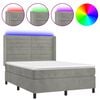 vidaXL Boxspring met matras en LED fluweel lichtgrijs 140x190 cm