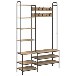 vidaXL Kapstok met schoenenbank Artisanaal eiken 120,5 x 34 x 190 cm