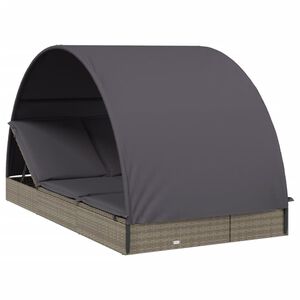 vidaXL Ligbed 2-persoons met rond dak 211x112x140 cm poly rattan grijs