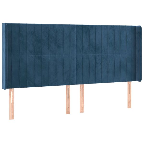 vidaXL Hoofdbord LED 203x16x118/128 cm fluweel donkerblauw