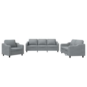 vidaXL 3-delige Loungeset met kussens stof lichtgrijs