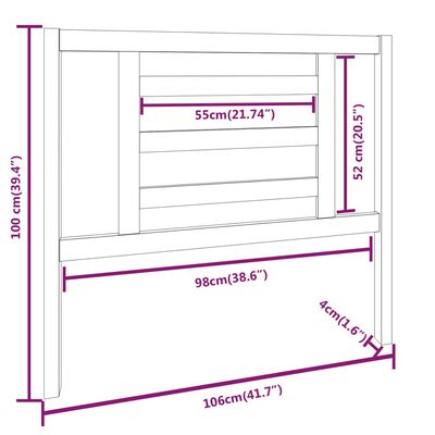 vidaXL Hoofdbord 106x4x100 cm massief grenenhout