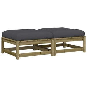 vidaXL Tuinvoetenbanken met kussens 2 st ge&iuml;mpregneerd grenenhout