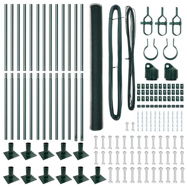 vidaXL Afrasteringspaal Groen 25 x 1,6 m (13 mm gaas) Staal en PVC
