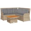 vidaXL 4-delige Loungeset met kussens poly rattan beige