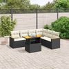 vidaXL 7-delige Loungeset met kussens poly rattan zwart