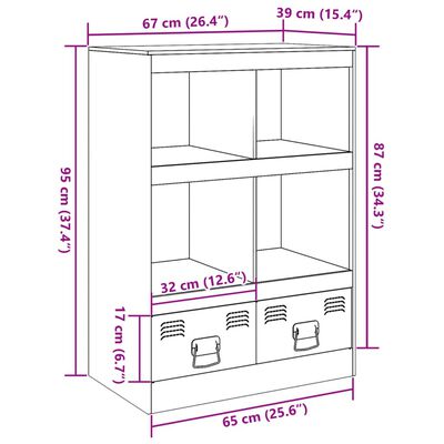 vidaXL Hoge kast 67x39x95 cm staal mosterdgeel