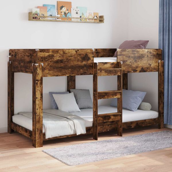 vidaXL Bunk Bed voor Kinderen Gerookt eiken 90 x 200 cm Bewerkt hout