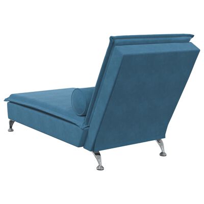 vidaXL Massage chaise longue met bolster fluweel blauw