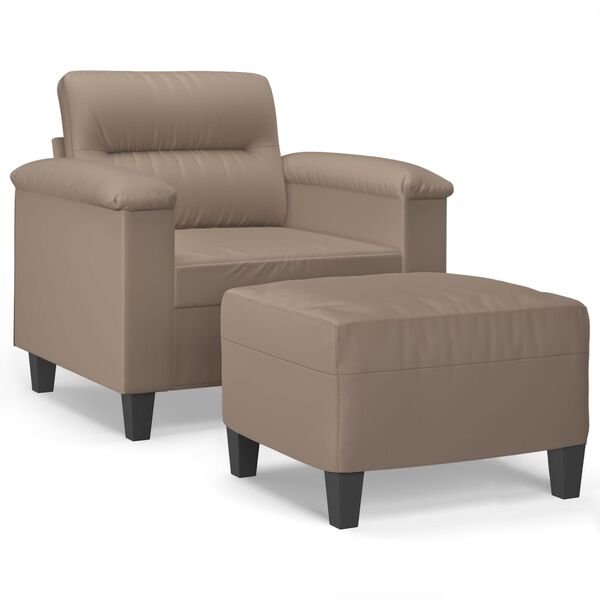 vidaXL Fauteuil met voetenbank 60 cm microvezelstof taupe