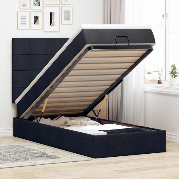 vidaXL Ottoman bed met matras 90x190cm stof zwart