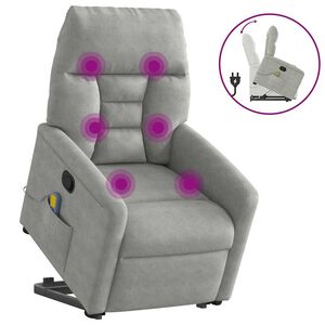 vidaXL Sta-op-massagestoel verstelbaar microvezelstof lichtgrijs