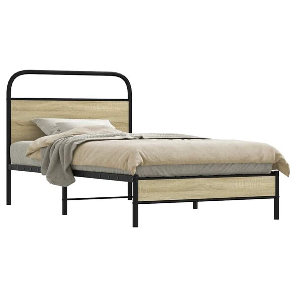 vidaXL Bedframe zonder matras bewerkt hout sonoma eikenkleur 100x200cm