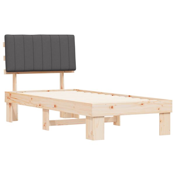 vidaXL Bedframe met Gevoerd Hoofdgedeelte Donkergrijs 90 x 190 cm