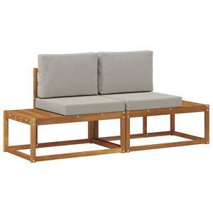 vidaXL Buiten Eind Sofa met kussen 2 Stuk Natuurlijk en Lichtgrijs