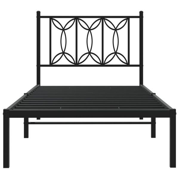 vidaXL Bedframe met hoofdbord metaal zwart 90x190 cm