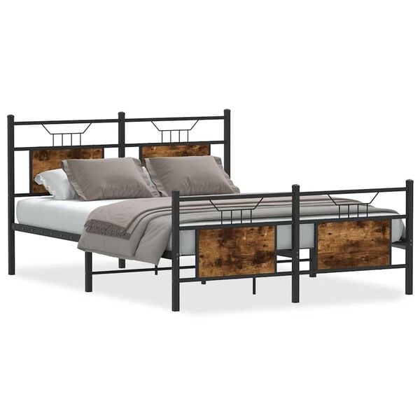 vidaXL Bedframe zonder matras hout gerookt eikenkleurig 140x190 cm