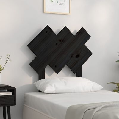 vidaXL Hoofdbord 72,5x3x81 cm massief grenenhout zwart