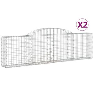 vidaXL Schanskorven 2 st gewelfd 300x30x80/100 cm gegalvaniseerd ijzer