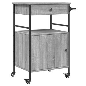 vidaXL Keukentrolley 56x43x89,5 cm bewerkt hout grijs sonoma eiken