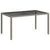 vidaXL Tuintafel 150x90x75 cm gehard glas en poly rattan grijs
