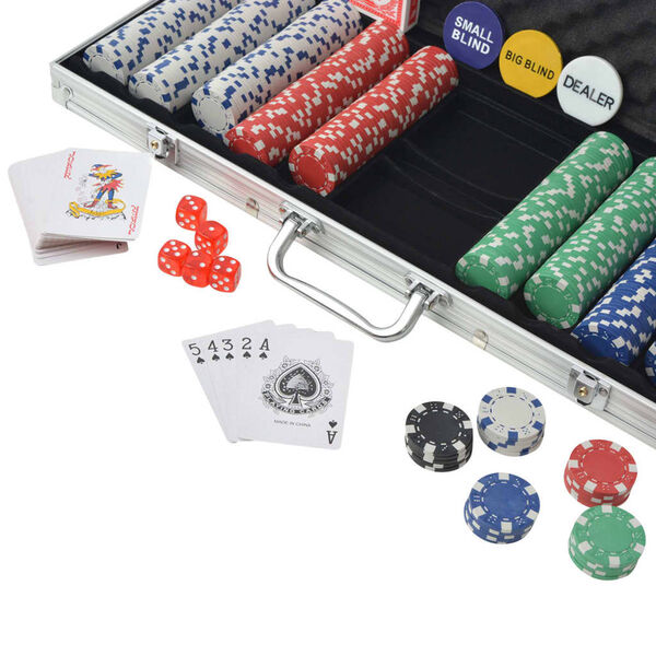 vidaXL Pokerset met 500 chips aluminium