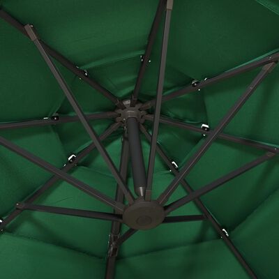 vidaXL Parasol 4-laags met aluminium paal 3x3 m groen