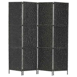 vidaXL Kamerscherm met 4 panelen 154x160 cm waterhyacint zwart