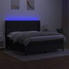 vidaXL Boxspring met matras en LED stof zwart 180x200 cm