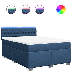 vidaXL Boxspring met matras stof blauw 140x190 cm