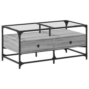 vidaXL Salontafel met glazen blad 98,5x50x45 cm staal