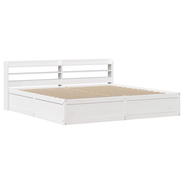 vidaXL Bedframe met hoofdbord massief grenenhout wit 180x200 cm
