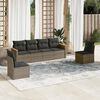vidaXL 6-delige Loungeset met kussens poly rattan grijs