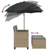 vidaXL Tuinbank 2-zits met parasol en voetenbanken poly rattan beige