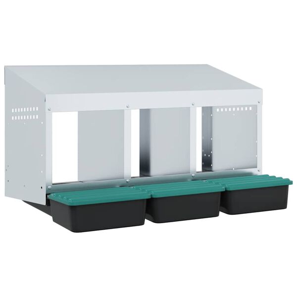 vidaXL Kippennestkast 3 compartimenten wandmontage gegalvaniseerd staal