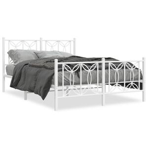 vidaXL Bedframe met hoofd- en voeteneinde metaal wit 135x190 cm