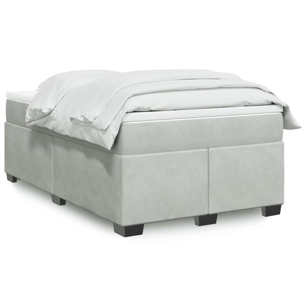 vidaXL Boxspring met matras fluweel lichtgrijs 120x190 cm