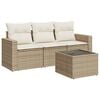 vidaXL 4-delige Loungeset met kussens poly rattan beige