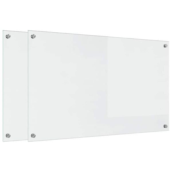 vidaXL Keuken Achterwand 2 pcs Doorzichtig 100 x 60 cm gehard glas