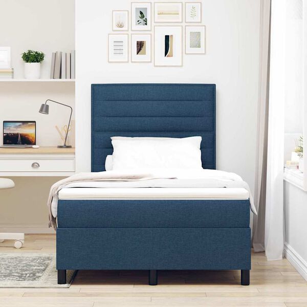 vidaXL Boxspring bed met matras met LED Blauw 120 x 190 cm Stof