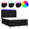 vidaXL Boxspring met matras en LED stof zwart 140x190 cm