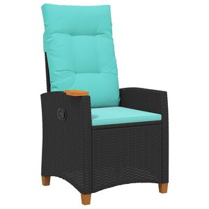 vidaXL Verstelbare stoel met theeplaat poly rattan