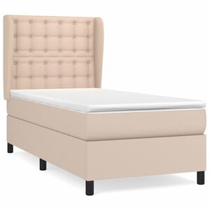 vidaXL Boxspring met matras kunstleer cappuccinokleurig 80x200 cm