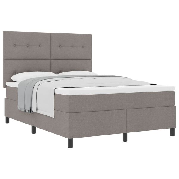 vidaXL Boxspringbed met matras met hoofdeinde Taupe 140 x 190 cm Stof