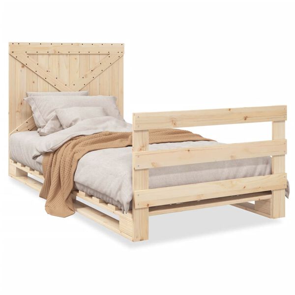 vidaXL Bedframe met hoofdbord massief grenenhout 100x200 cm